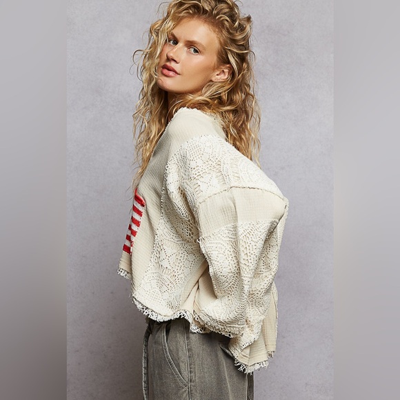 POL Americana Flag Oversized Slouchey Shirt, NWOT, Size M - Picture 3 of 7